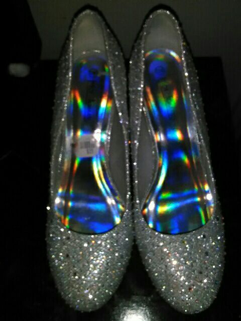 Silver grey crystal prom or wedding shoes.