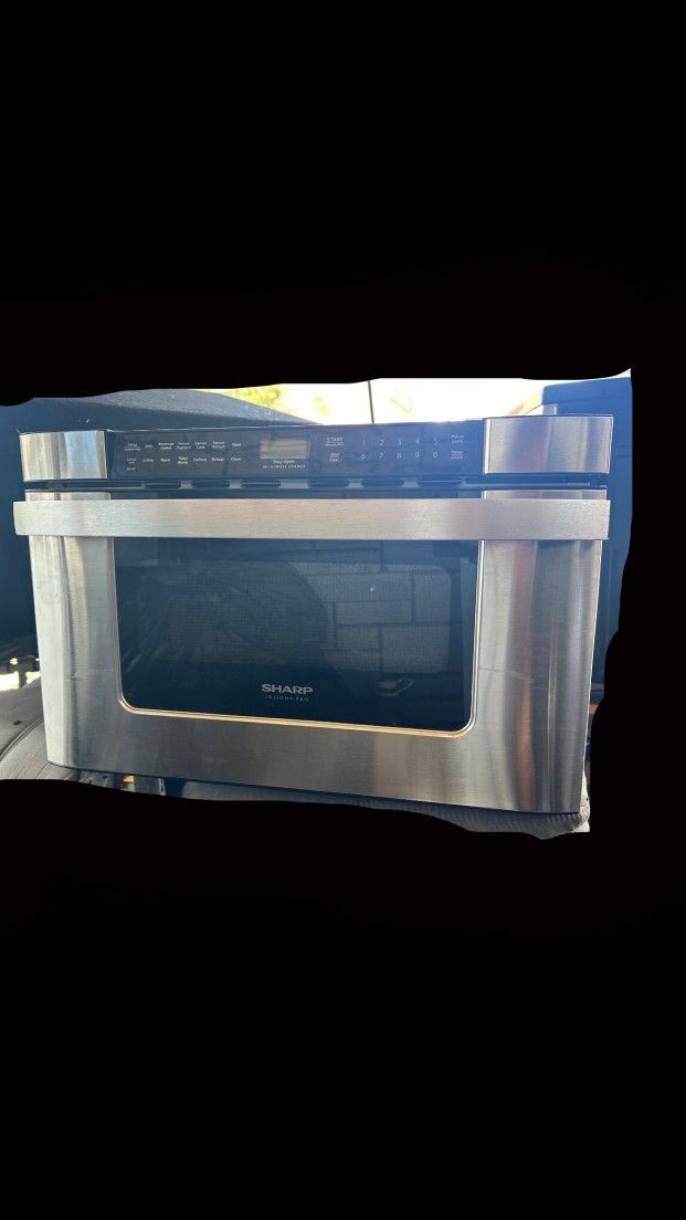Black and Grey 24 in, 1.2 cu. ft 950W Sharp Easy Open Stainless Steel Microwave Drawer
