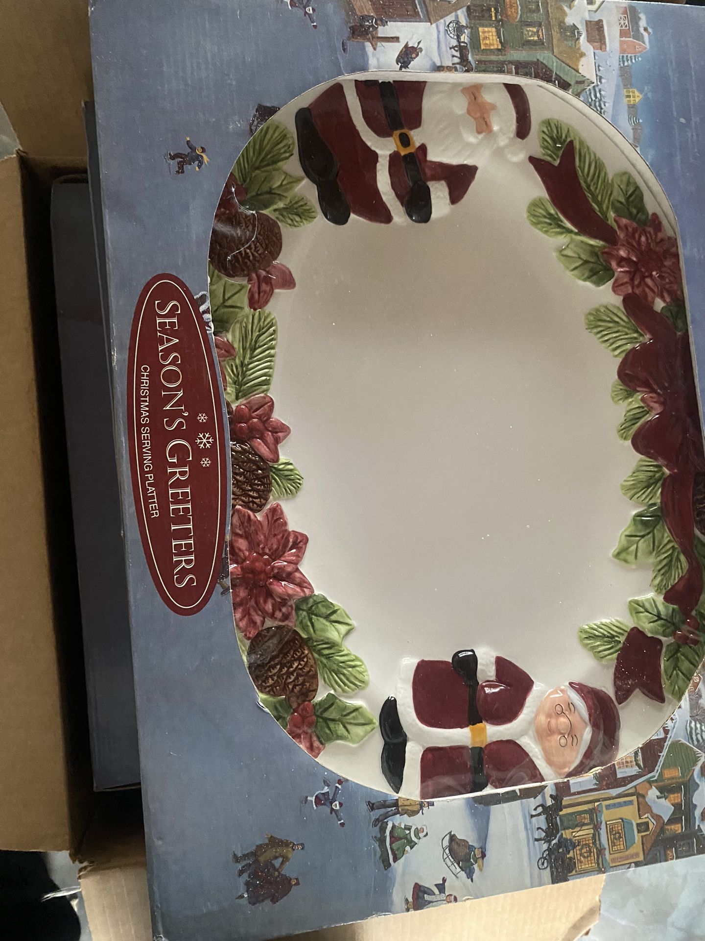 Christmas Serving Platter Kit Set. Cookie Platter (spoon rest,candle Holder, Napkin Holder, Salt & Pepper Shaker Set)