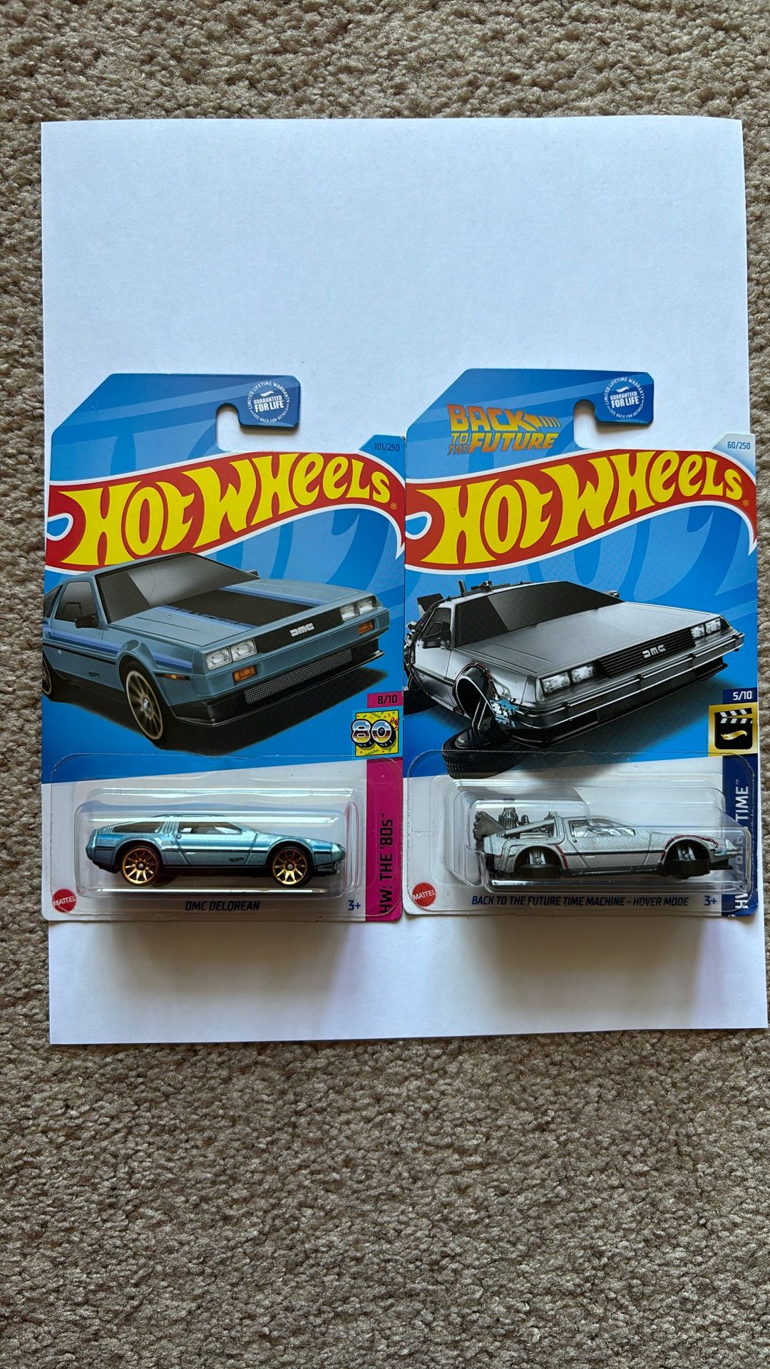 Lot Of 2 Hot wheels DMV Delorean Back To Future