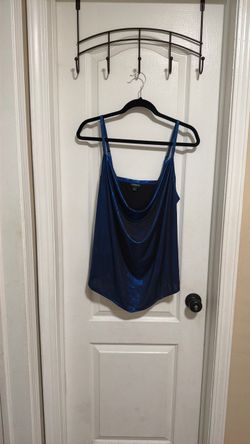 Torrid Blue Metallic Cowl Neck Tank Top Size 1