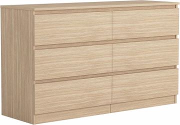 Modern 6-Drawer Double Dresser – Natural Wood