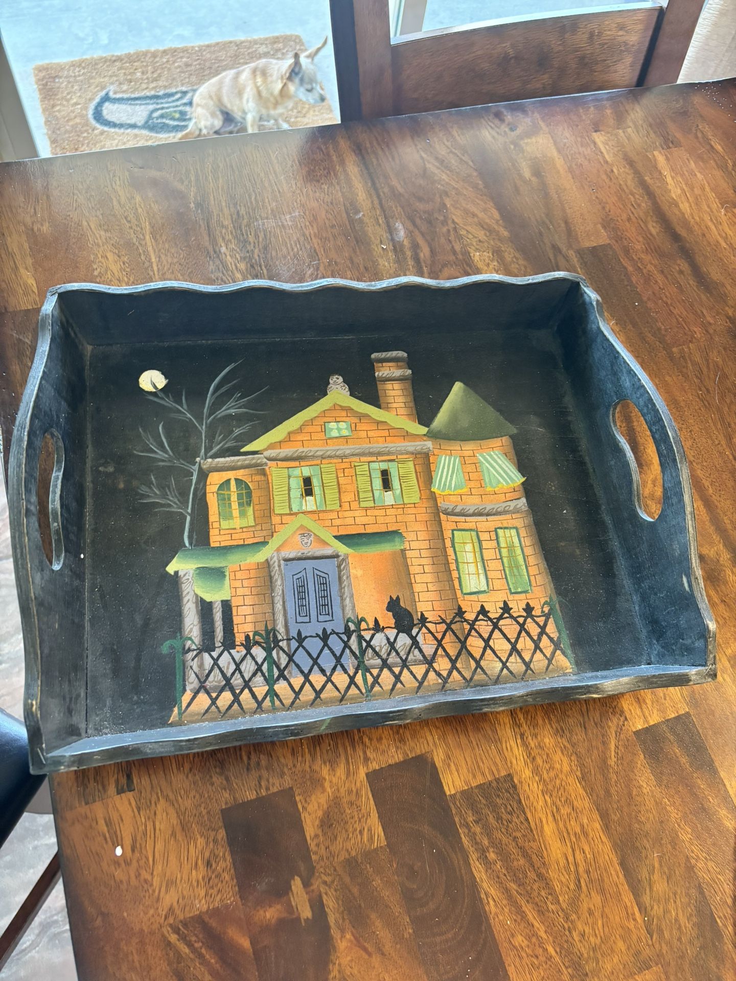 Wooden Halloween Serving Tray