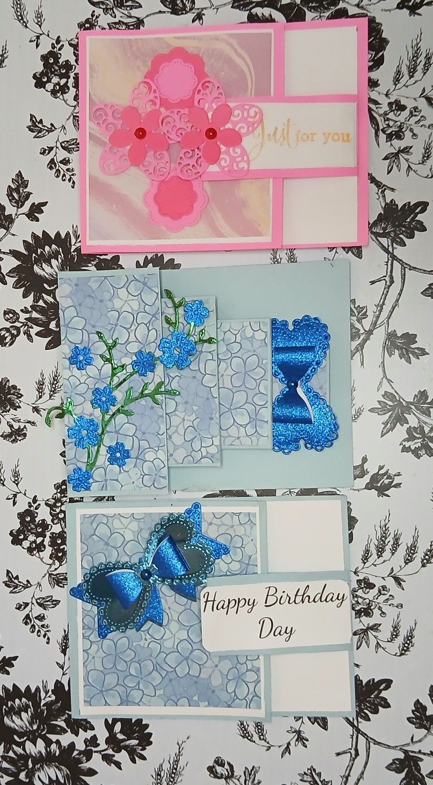 Handmade Beautiful Bow And Floral A Two Sides Greeting Cards