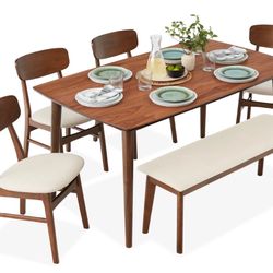*BRAND NEW/UNOPENED* Mid-Century Modern Dining Table Set (seats 6)