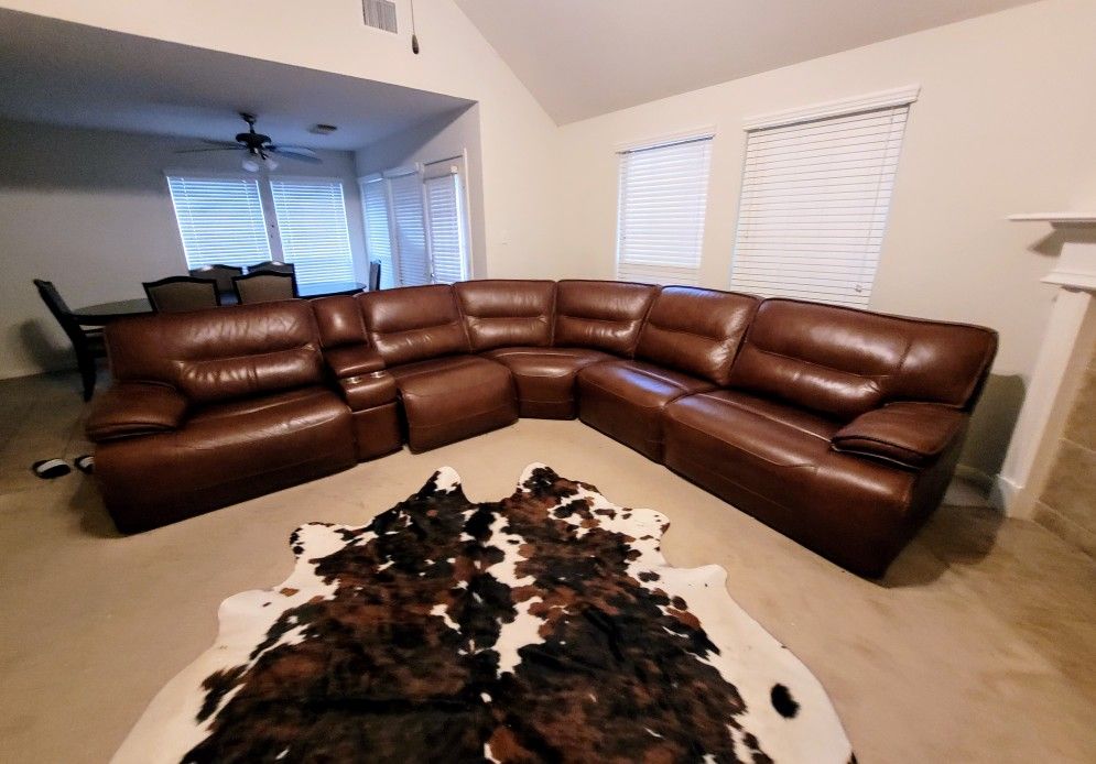 Leather Sectional with 3 Power Recliners