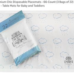 Brand New Unopened Premium Chic Disposable Placemats - 66-Count (3 Bags of 22) - BPA Free - Table Mats for Baby and Toddlers