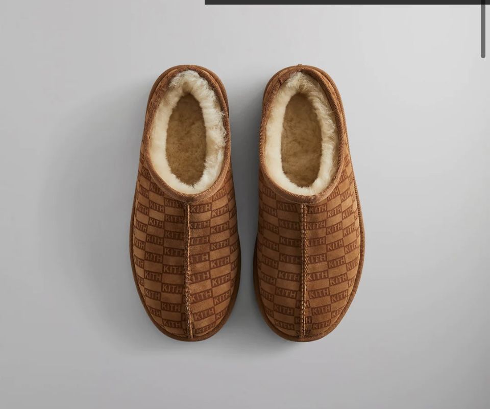 Kithmas monogram shearling slippers size 11 brand new
