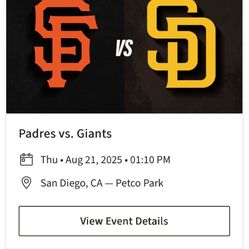 Padres Vs Giants Thursday 8/21