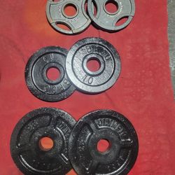 2" HOLE  OLYMPIC PLATES 80LBs
2-25. 2-10s. 2-5s.  
11525 S HALSTED DUNKIN DONUTS/7111.S WESTERN WALGREENS 
80$  CASH ONLY AS IS 