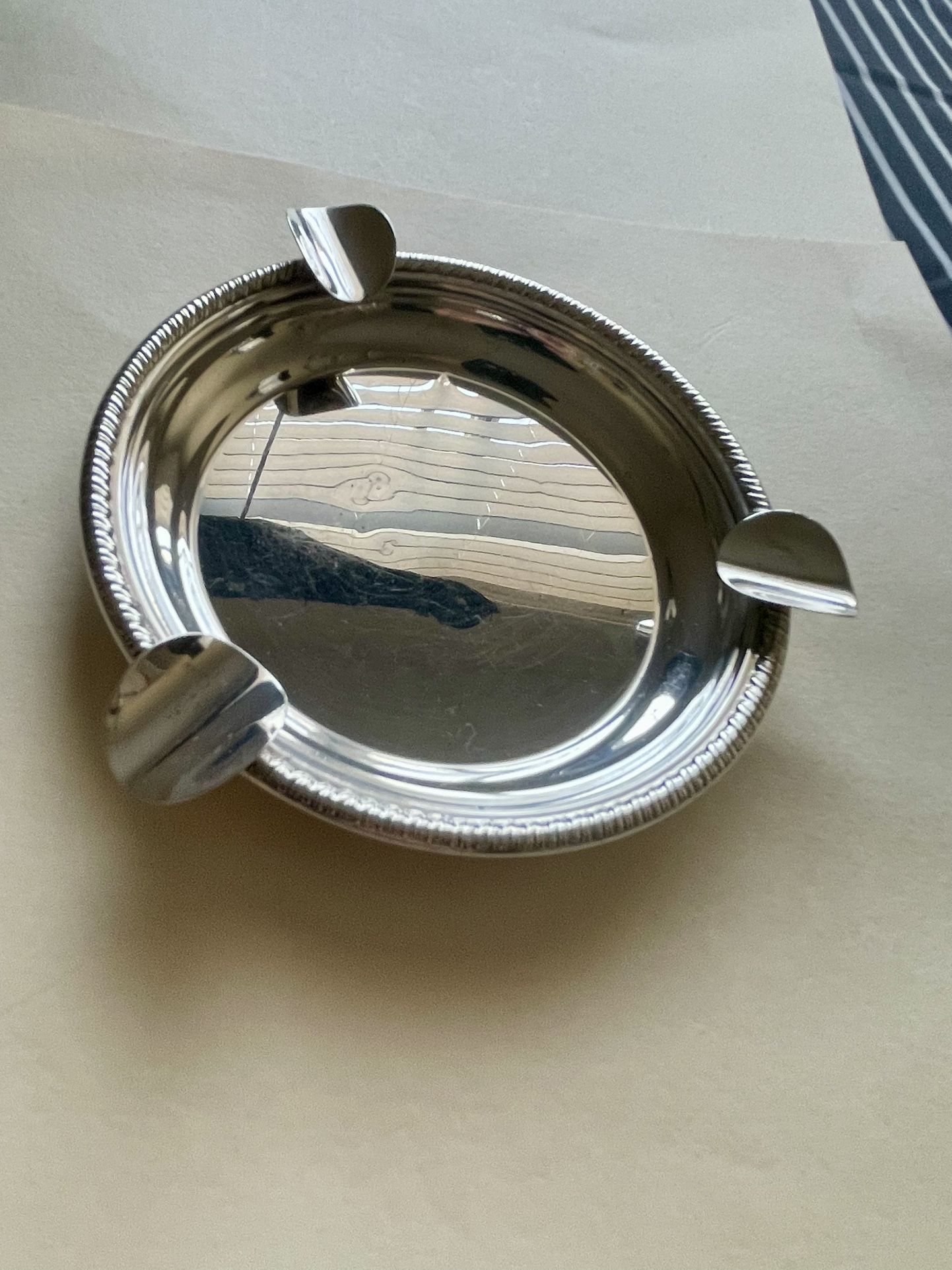 Vintage Sterling Silver Ashtray Polished Up Nicely, 47 Grams , Stamped Sterling With Makers Hallmark 