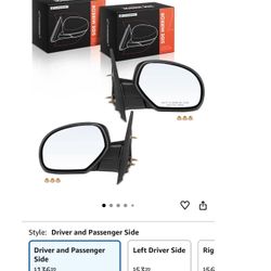 A-Premium Pair (2) Driver and Passenger Side Manual Door Mirror - Compatible with Chevy Silverado 1 3-2013 & GMC Sierra 1500 - Non-Hea