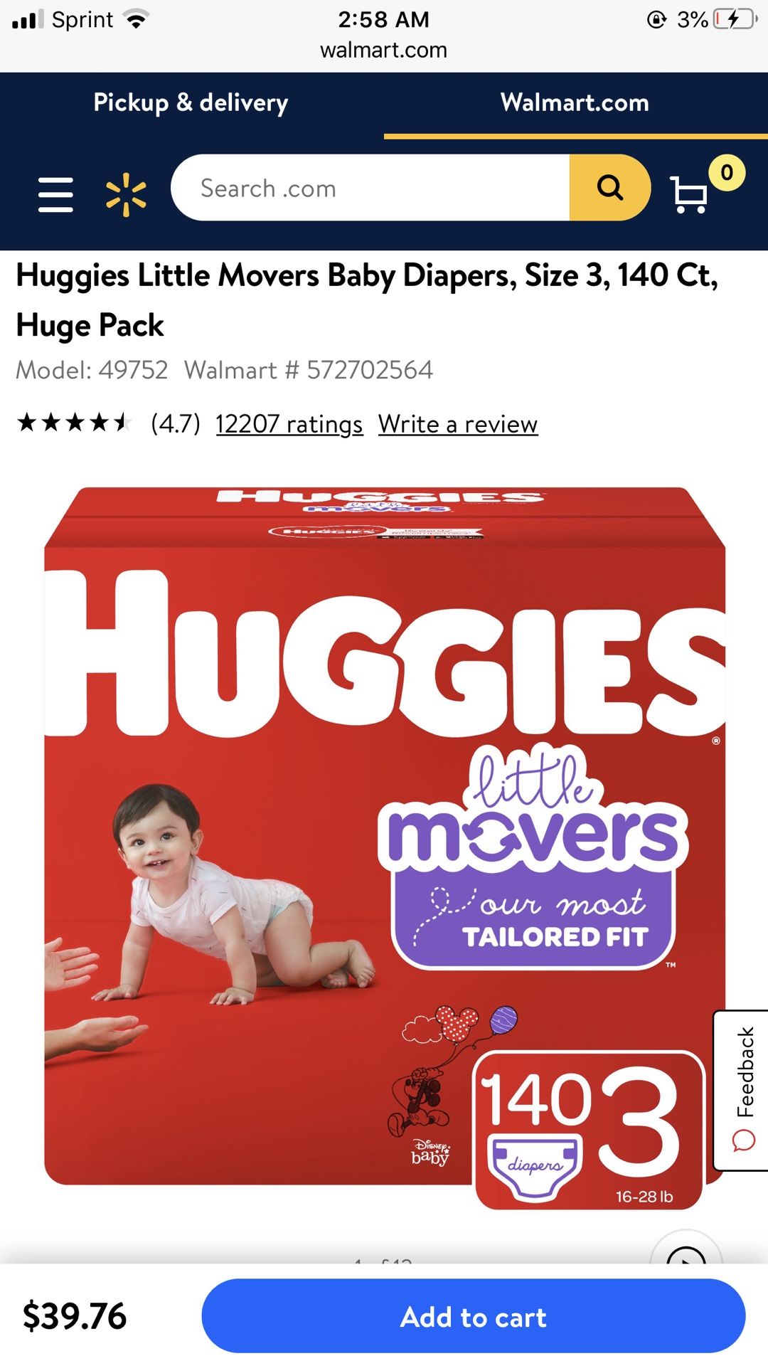 Huggies Little Movers Diapers size 3