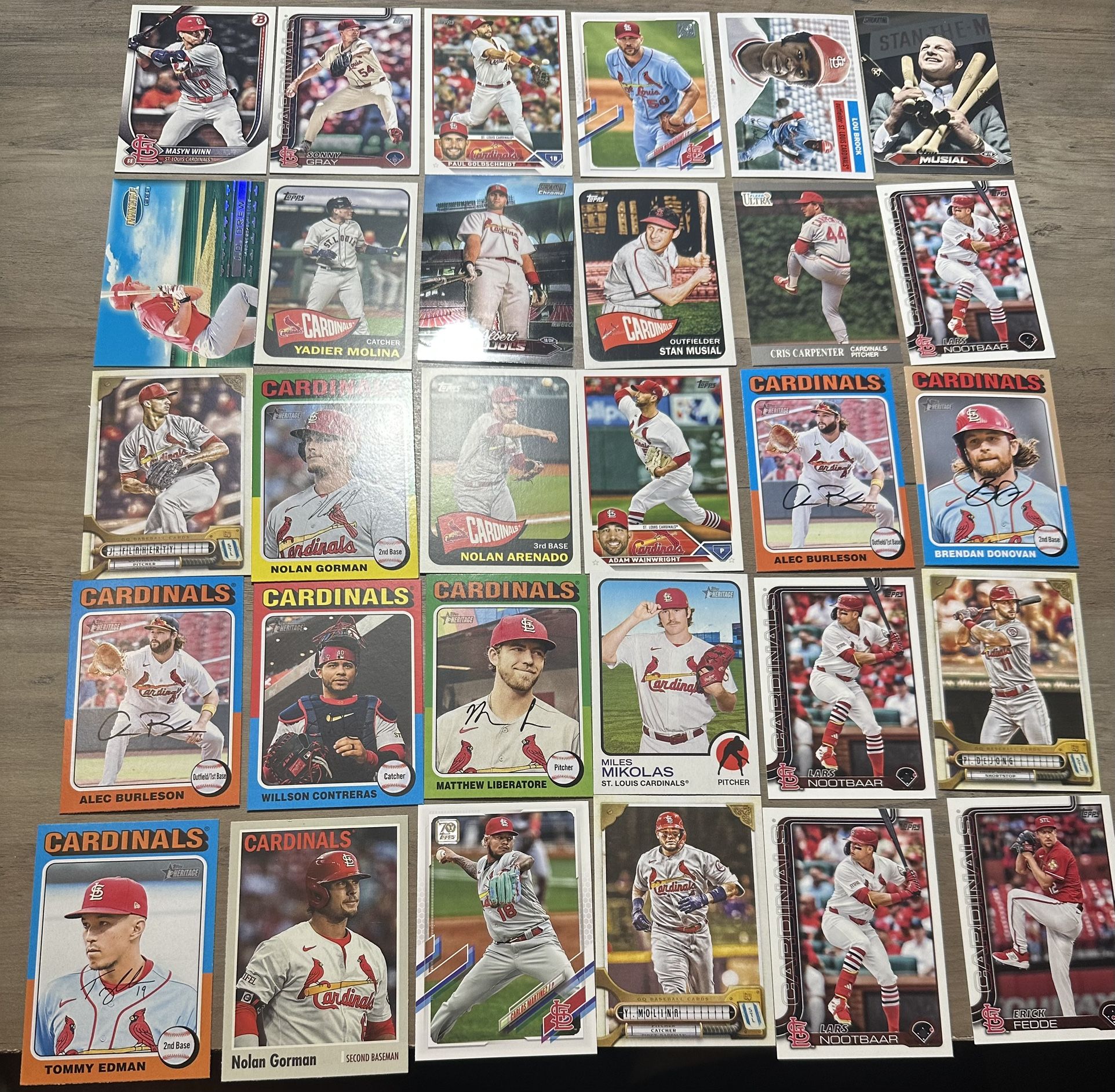 St. Louis Cardinals Baseball Card Team Lot (51) - Pujols, Musial, Molina, Winn
