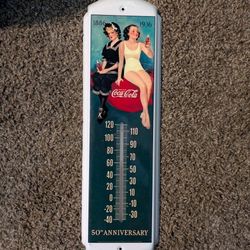 Vintage-Style Coca-Cola Wall Thermometer – 50th Anniversary