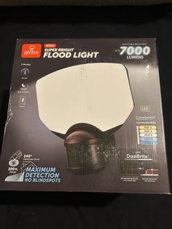 Motion Sensor Light Integrated LED Super Bright Flood Light with 5CCT and Dual Brite Globe Electric 70-Watt 7000 Lumen 240° Black