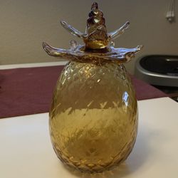 Vintage Hand Blown Amber Glass Pineapple 