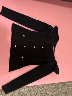 Black Off shoulder top with Gold Heart Buttons
