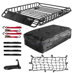 Roof Rack Basket 51" X 36" X 5" Rooftop Rack Cargo Carrier Universal, Waterproof Cargo Bag