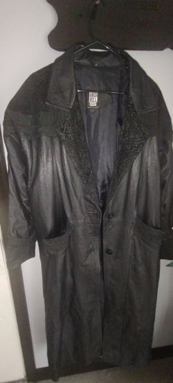 Vintage Greg Bell Leather Trench Coat Sz M