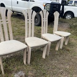 Antique Off White Wood Chairs