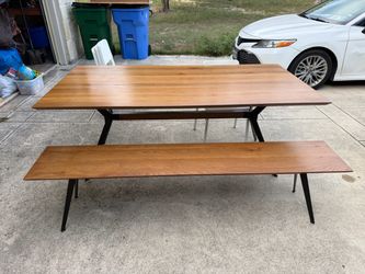 Armen Nevada Rustic Oak Wood table with bench and 4 chairs