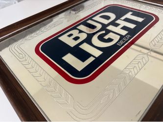 Bud Light Beer Mirror Sign Advertising Bar Man Cave Vintage Anheuser Busch 22x18