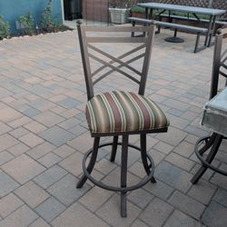 Four Heavy Swivel Barstools With Sunbrella Fabric