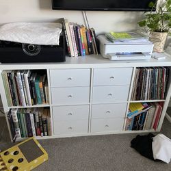 Ikea Kallax White Shelf With 4 Drawer Inserts