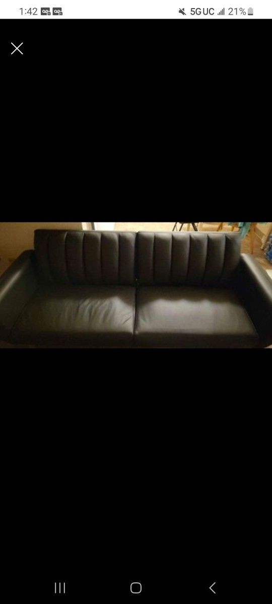 Blk Futon Leather Sofa