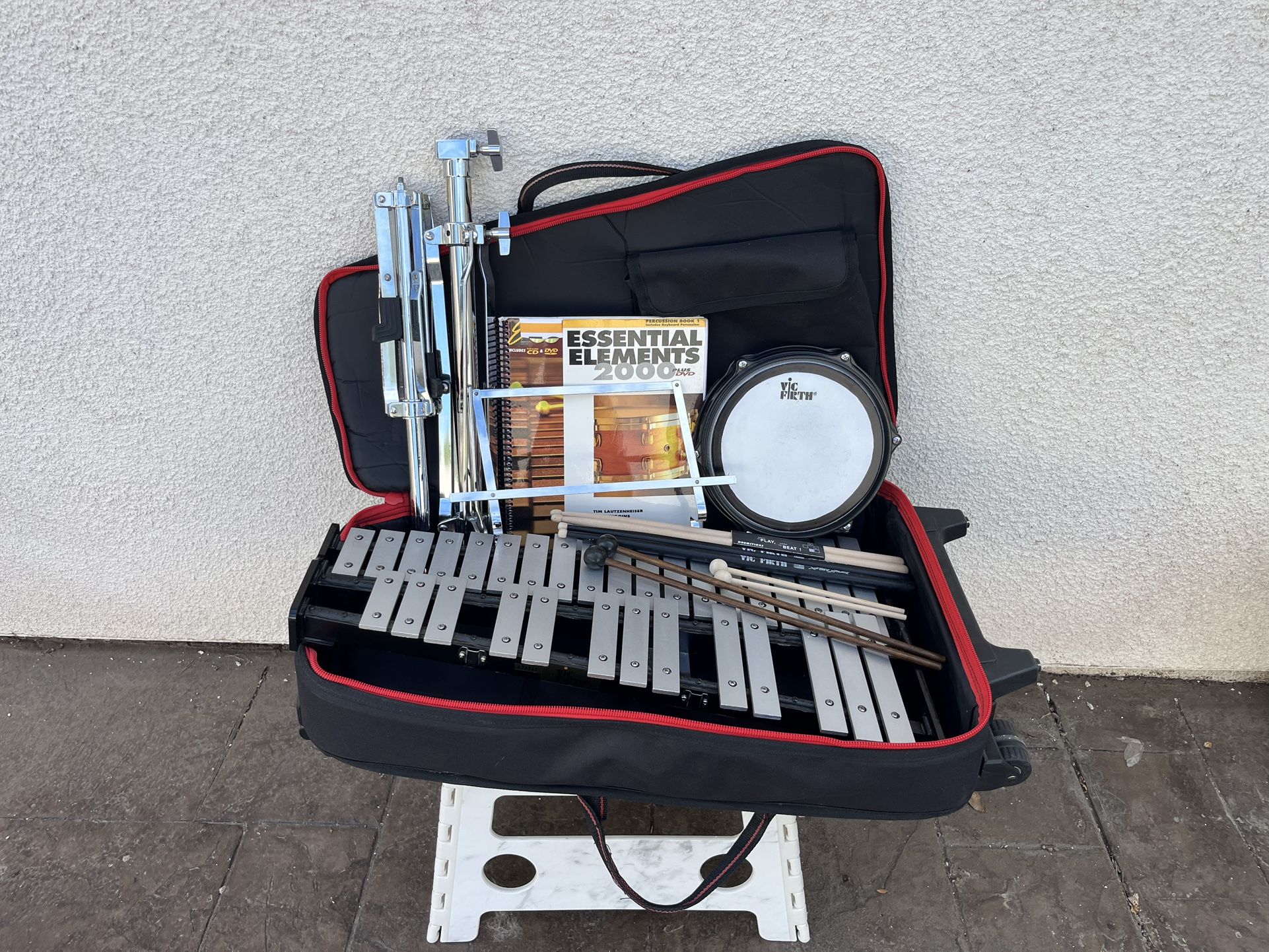 VIC FIRTH XYLOPHONE BELL KIT W/ STAND, DRUM, MALLETS, ROLLING CASE!