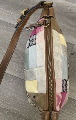 バッグ COACH Accessory Pouch Patchwork y2k 2190 COACH VINTAGE y2k PATCHWORK SIGNATURE SUFFLETTE LEATHER HANDBAG No