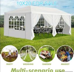 10×20 FT White Party Tent, Waterproof Outdoor Wedding Canopy with 6 Removable Sidewalls