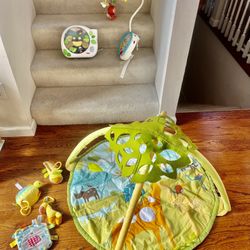  Baby Play Mat Tummy Time Activity Gym, Crib Mobile And Soother 