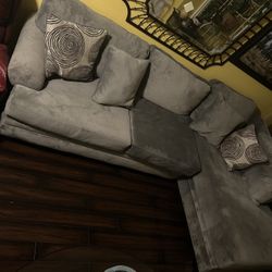 Grey L Shaped Couch With Love Seat