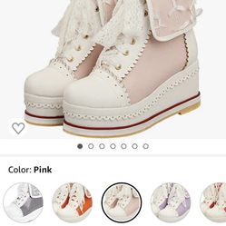 Caradise Womens Sweet Boots Cosplay Lace Up Platform wedge Booties