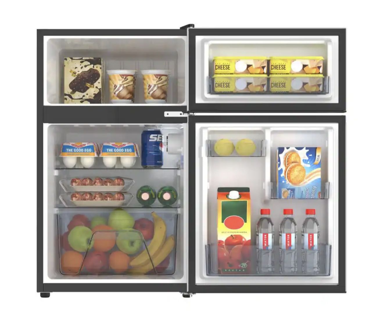 Magic Chef, Mini Refrigerator in Stainless Steel with Freezer, Silver