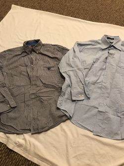 Men’s Nautica blue check size 17 34/35 & chaps L blue/brown dress shirts