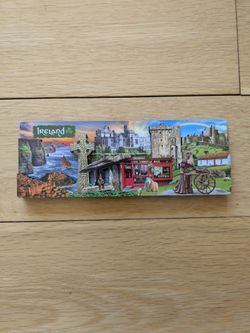 Ireland Montage Wooden Fridge Magnet 6"x2". Handmade Multi Layers. Iconic Sights. Elegant Irish Souvenir! One of a Kind ! 