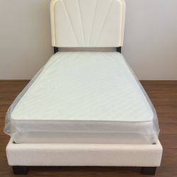 White Twin Size Bed Frame With LED