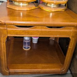 Mid Century Solid Oak End Table