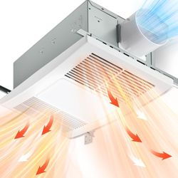 Bathroom Exhaust Fan, 1300W Heater & LED Light Combo, 110 CFM Household Ventilation Fans, 1.5 Sone Quiet Bath Vent Fan for Home Shower with Metal Hous