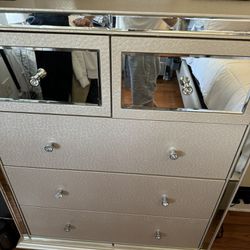Mirror Night Table and 5 Drawer Chest from Raymour & Flanigan 