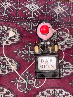 Vintage Clown Red Nose Bar Is Open Novelty Lamp Sign