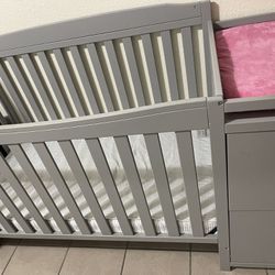 Gray Crin With Drawers And Changing Table