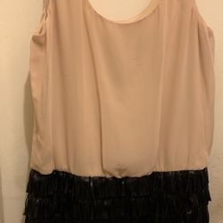 New Charlotte Russe Chiffon-Like Top Fringed Button Dress