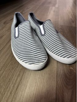 Gray and White Striped Shoes size 8 1/2 wide