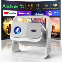 Smart Projector with WiFi and Bluetooth, Built-in Apps, Electric Focus & Auto Keystone Portable Outdoor Projecor, Native 1080P Projector 4K Support, M