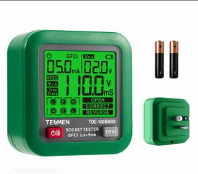 TESMEN TOE-100BMAX GFCI Outlet Tester with GFCI Trip Time Test