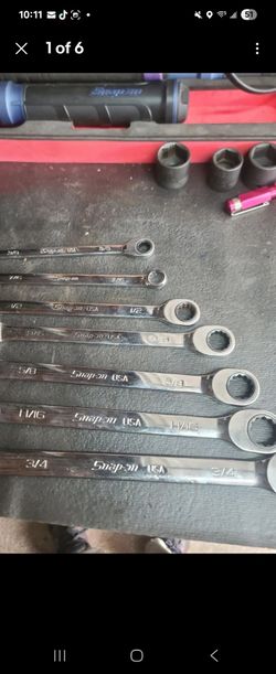 Snap-on Flank Drive Plus SAE Ratcheting Combination Wrench Set 7pc 3/8-3/4